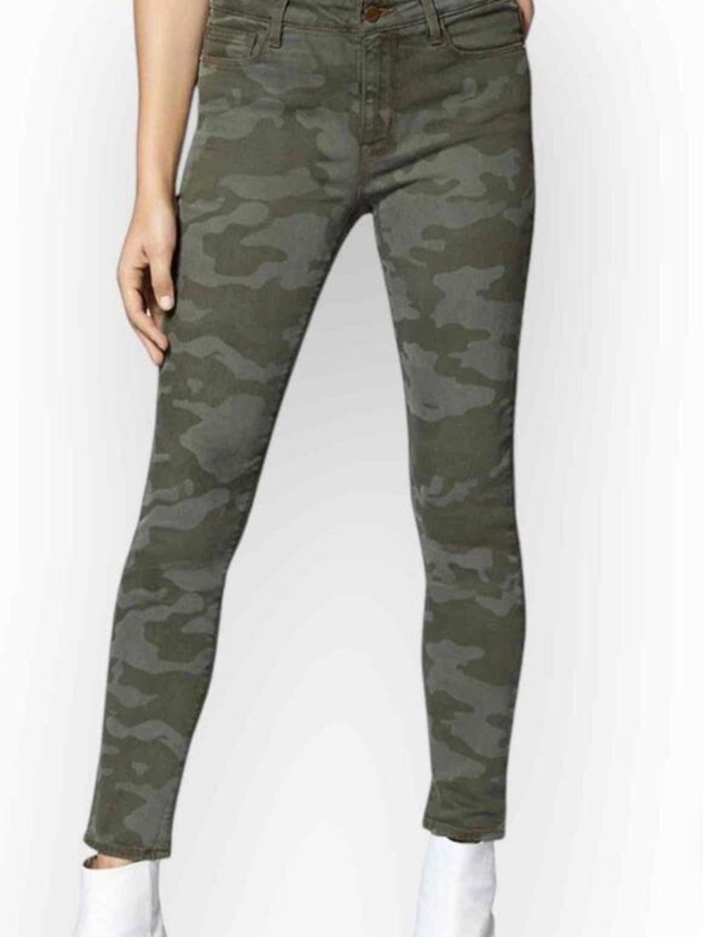 Sanctuary Camo Stretch High-Rise Skinny Jeans in Olive & Gray, Sz 4/27